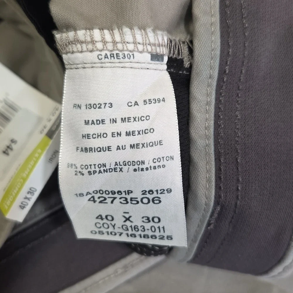 Lee Extreme Comfort Straight Fit Pants Men's 40x30 Iron Gray Flex Waist NWT